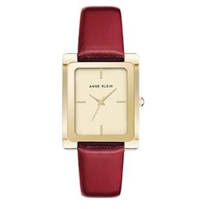 Stylish Women's Leather Strap Watch Red /Gold